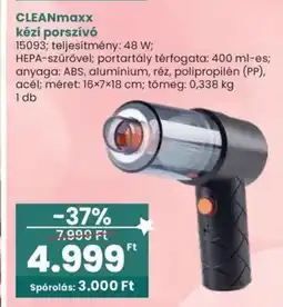 Interspar Cleanmaxx kézi porszívó 15093 ajánlat