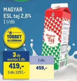 Metro Magyar ESL tej 2,8% ajánlat
