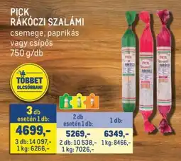 Metro PICK Rákóczi szalámi ajánlat
