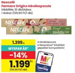 Spar Nescafe farmers origins kávékapszula ajánlat