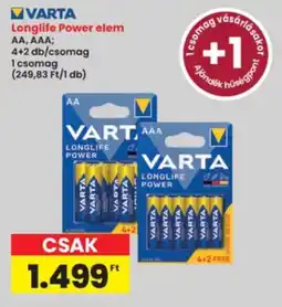 Interspar Varta longlife power elem ajánlat