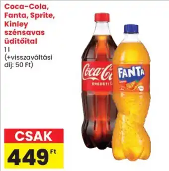 Coca-Cola, Fanta, Sprite, Kinley szénsavas üdítőital