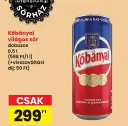 Interspar Kőbányai világos sör ajánlat