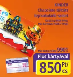 PlusMarket Kinder chocolate töltött tejcsokoládé-szelet ajánlat