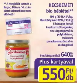 PlusMarket Kecskeméti bio bébiétel ajánlat
