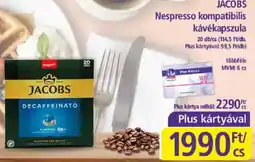 PlusMarket jacobs nespresso kompatibilis kávékapszula ajánlat