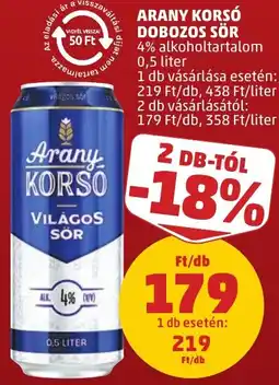 PENNY Arany Korsó Világos Sör ajánlat