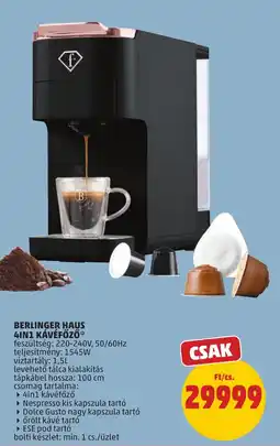 PENNY Berlinger Haus 4in1 kávéfőző ajánlat
