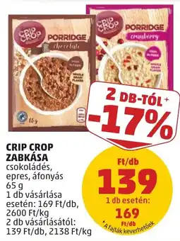 PENNY Crip Crop zabkása csokoládés, epres, áfonyás ajánlat