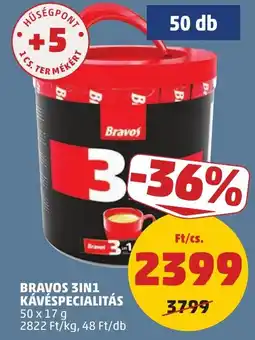 PENNY Bravos 3in1 kávéspecialitás ajánlat