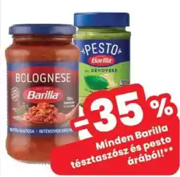 Spar Barilla tésztaszósz és pesto ajánlat