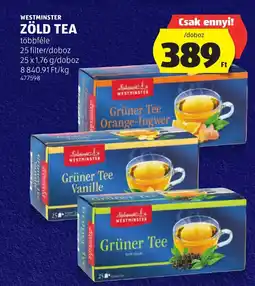 ALDI Westminster Zöld tea ajánlat