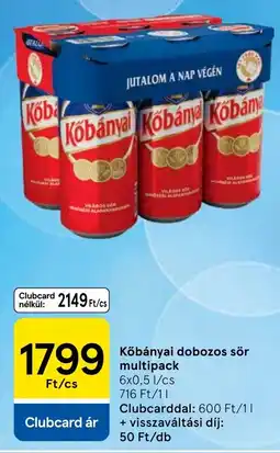 Tesco Kőbányai dobozos sör multipack ajánlat