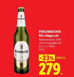 Lidl Perlenbacher pils világos sör ajánlat