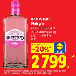 Lidl Hampstead pink gin ajánlat