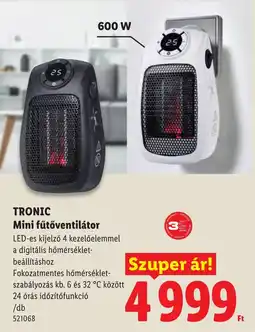 Lidl Tronic mini fűtőventilátor ajánlat