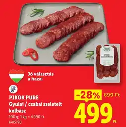 Lidl Pikok pure gyulai csabai szelelt kolbász ajánlat