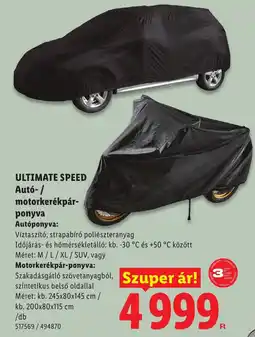Lidl Ultimate Speed autó- / motorkerékpár-ponyva ajánlat