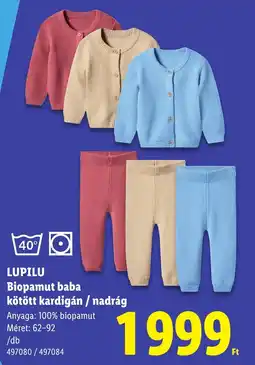 Lidl Lupilu biopamut baba kötött kardigán / nadrág ajánlat