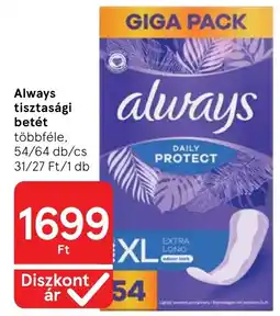 Tesco Always tisztasági betét ajánlat