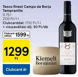Tesco Tesco finest Campo de Borja Tempranillo ajánlat