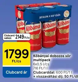 Tesco Kőbányai dobozos sör ajánlat