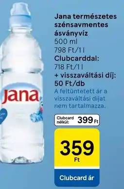 Tesco Jana természetes szénsavmentes ásványvíz ajánlat
