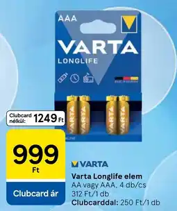 Tesco Varta longlife elem ajánlat