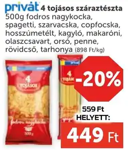 PRIVÁT Privat 4 tojásos száraztészta ajánlat