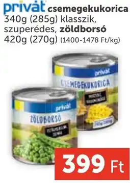 PRIVÁT privát csemegekukorica ajánlat
