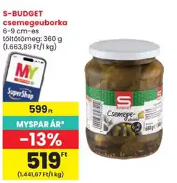 Spar S-Budget csemegeuborka ajánlat