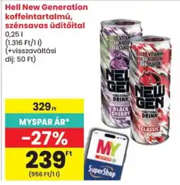 Spar Hell new generation koffeintartalmú, szénsavas üdítőital ajánlat