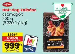 Spar Regnum hot-dog kolbász ajánlat