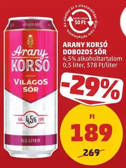 PENNY Arany Korsó Világos Sör ajánlat