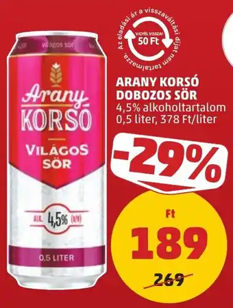 Arany Korsó Világos Sör