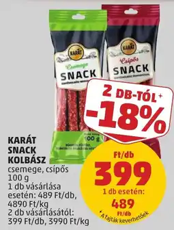 PENNY Karát snack kolbász csemegé, csípős ajánlat