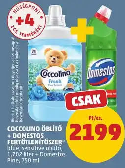 PENNY Coccolino öblítő + Domestos fertőtlenítőszer ajánlat