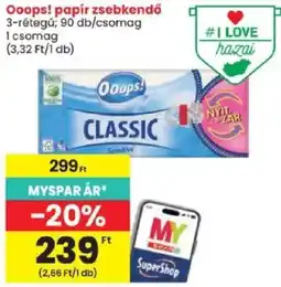 Spar oops papír zsebkendő ajánlat