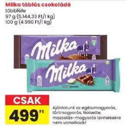 Spar Milka táblás csokoládé ajánlat