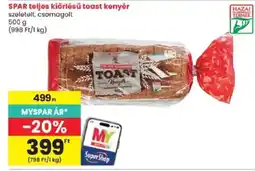 Spar spar teljes kiörlésű toast kenyér ajánlat