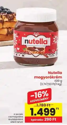 Spar Nutella mogyorókrém ajánlat