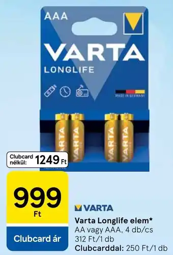 Varta longlife elem
