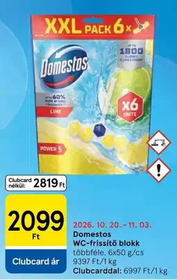 Tesco Domestos wc-frissítő blokk ajánlat