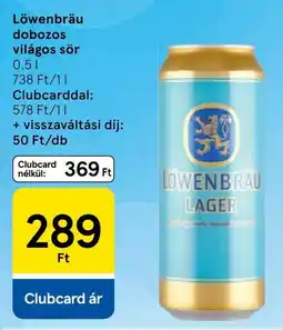 Tesco Löwenbräu dobozos világos sör ajánlat