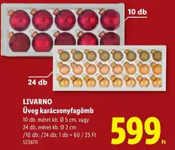 Lidl Livarno üveg karácsonyfagömb ajánlat