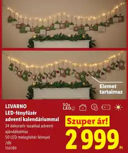 Lidl Livarino led-fényfüzér adventi kalendáriummal ajánlat