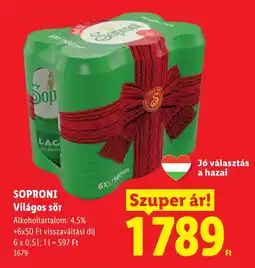 Lidl Soproni világos sör ajánlat