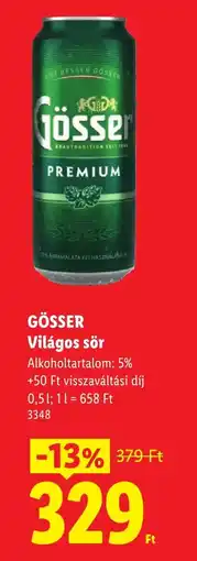 Lidl Gösser világos sör ajánlat