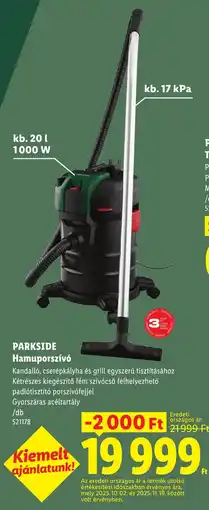 Lidl Parkside hamuporszívó ajánlat
