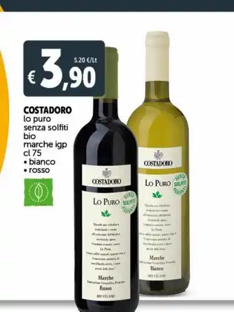 Costadoro lo puro senza solfiti bio marche ig cl 75 bianco rosso